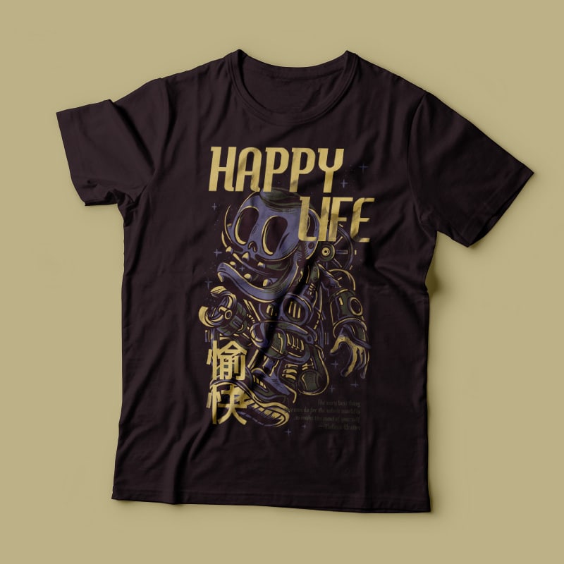 Happy Life Vector T-shirt Design tshirt-factory.com