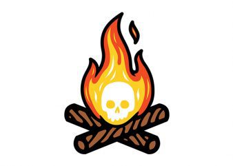 Skullfire tshirt design vector