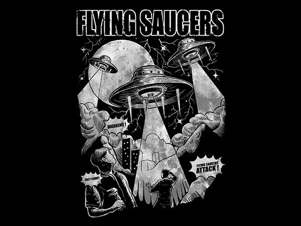 Flying saucers vector t-shirt design