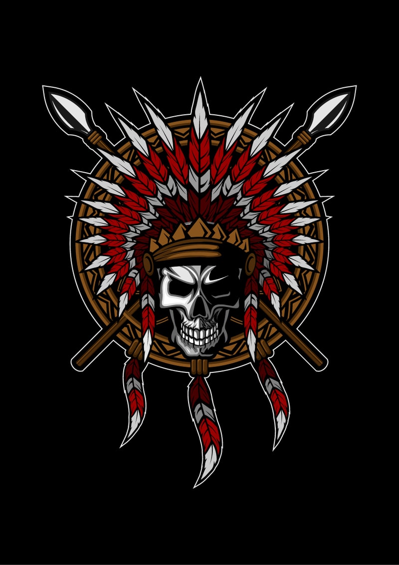 Download Native American Indian Feather headdress with Human Skull ...
