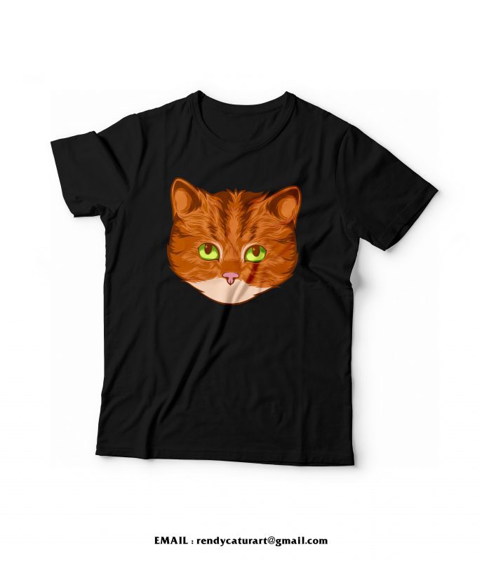 head cat illustrator t-shirt design - Buy t-shirt designs