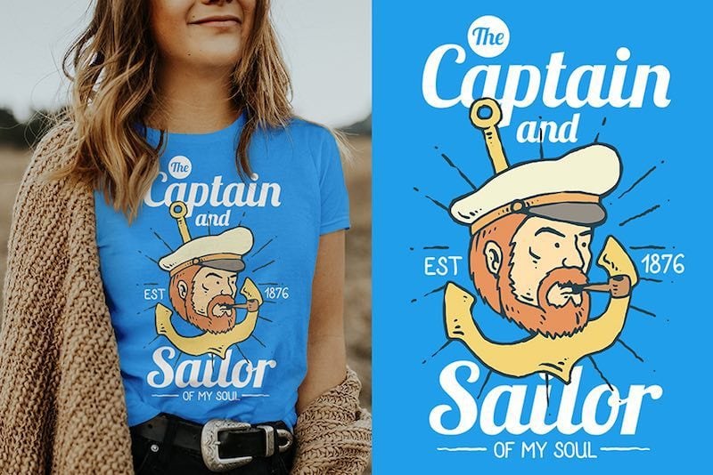 The Captain and Sailor Graphic t-shirt design tshirt factory