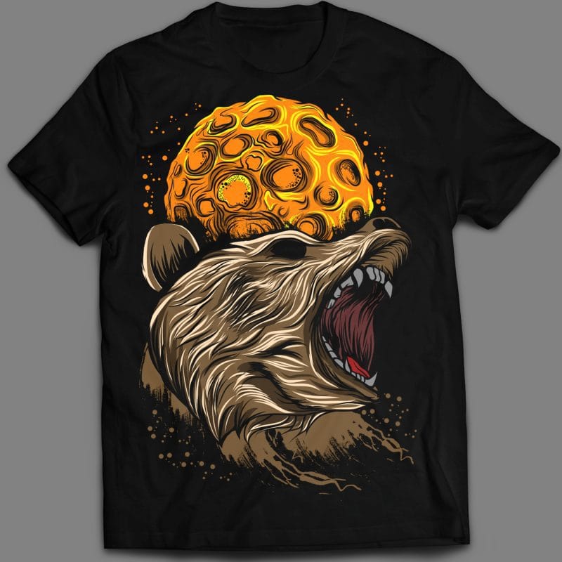 Angry Bear T-shirt vector template t shirt designs for merch teespring and printful