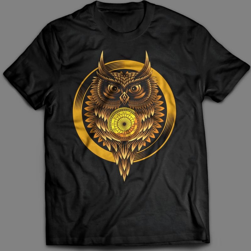 Owl clock T-shirt design vector illustration vector t shirt design