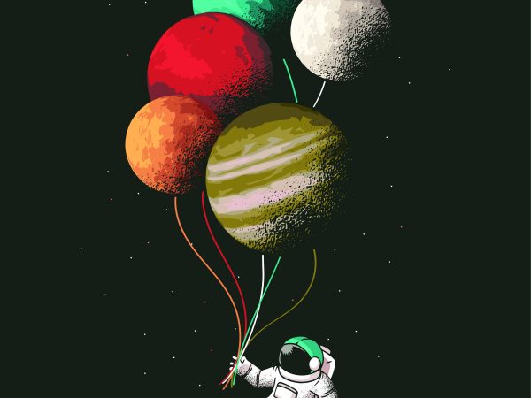 astronaut with balloons t shirt