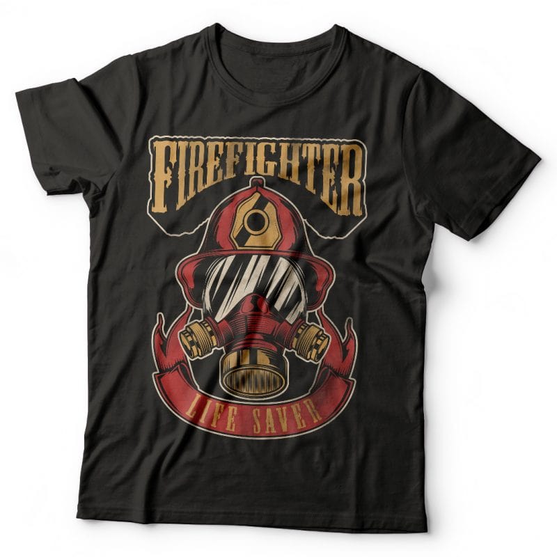 Firefighter life saver. Vector T-Shirt Design - Buy t-shirt designs