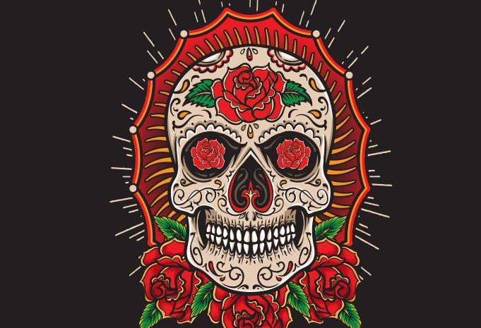 Sugarskull vector t shirt design artwork - Buy t-shirt designs