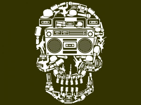 Boombox skull tshirt design