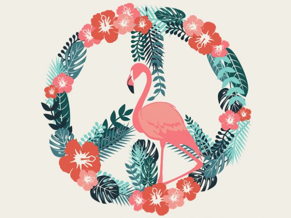 Flamingo peace tshirt design