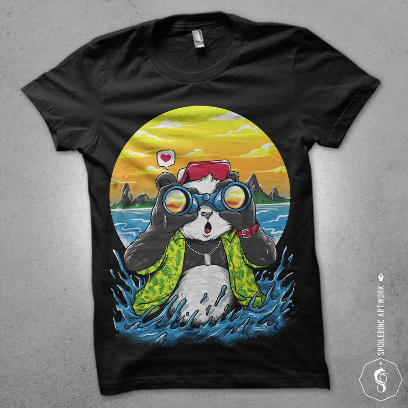 summer panda Graphic t-shirt design t shirt designs for merch teespring and printful