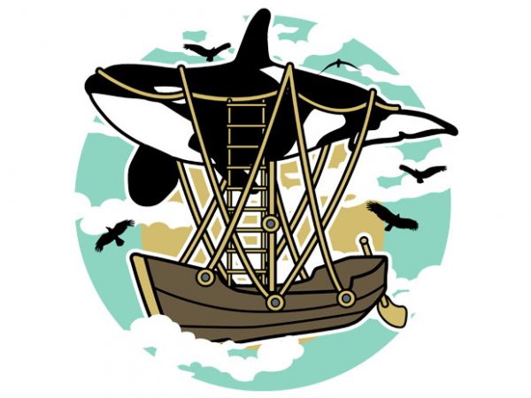 Whale air balloon tshirt design