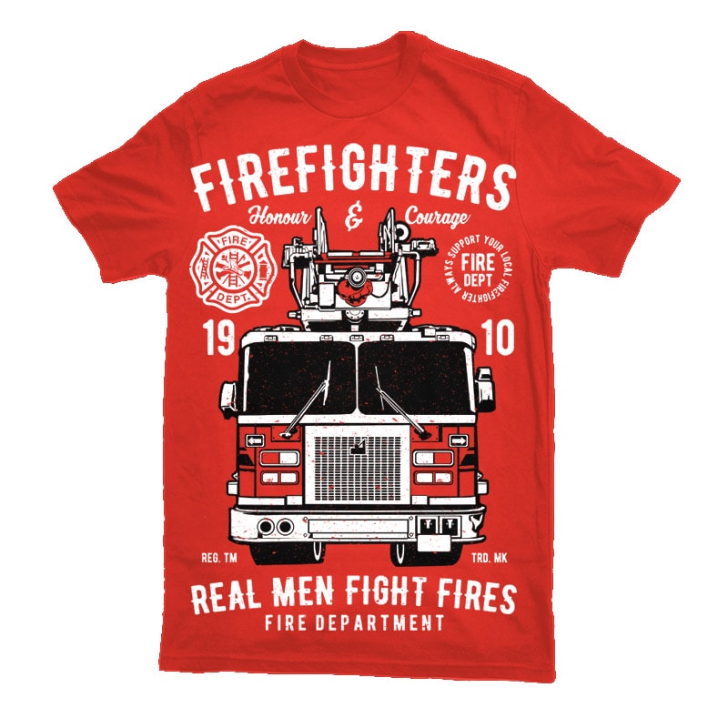 Firefighters Truck Vector t-shirt design tshirt-factory.com