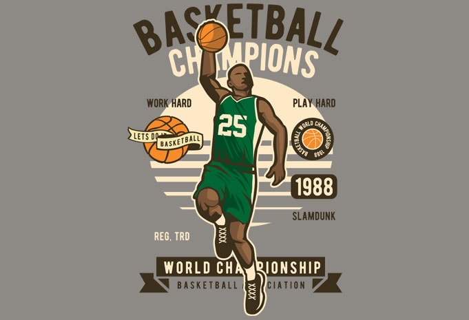 Basketball Champion Basketball T Shirt Design Stock Vector