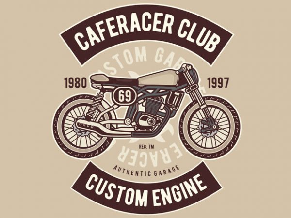 Caferacer club tshirt design vector