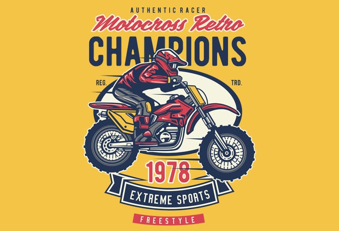 Moto Cross print ready vector t shirt design - Buy t-shirt designs