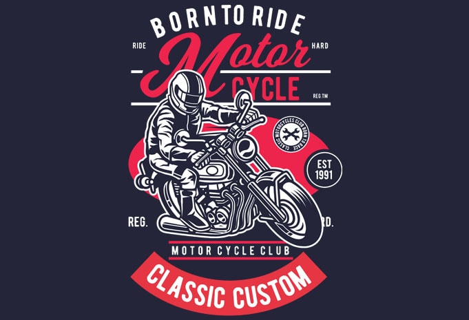 Motorcycle Rider vector t-shirt design template - Buy t-shirt designs