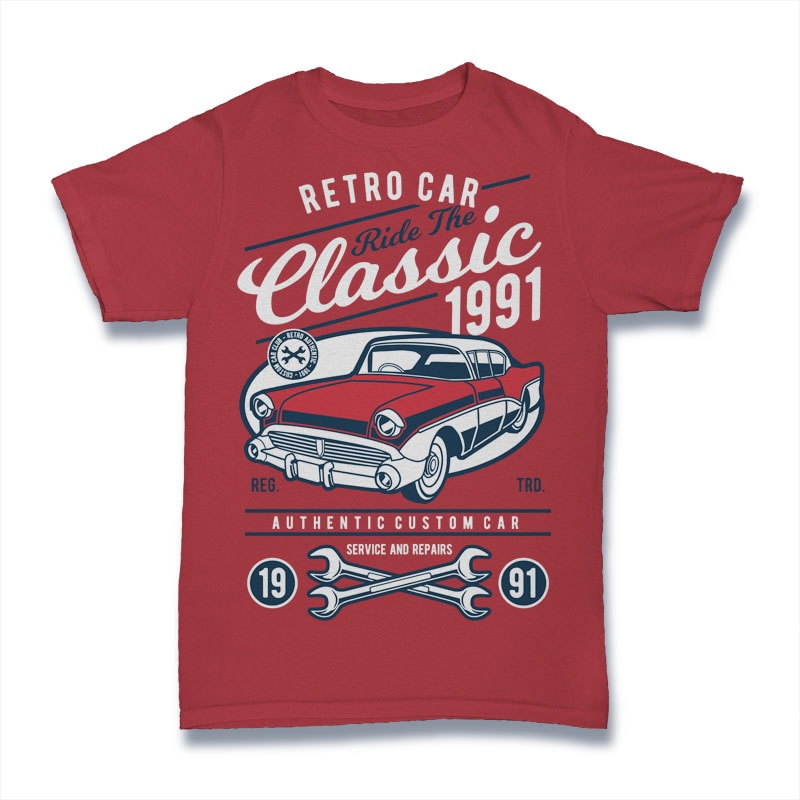 Retro Classic Car vector t-shirt design - Buy t-shirt designs
