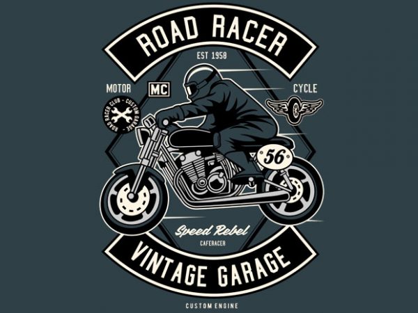 Road racer vector t-shirt design