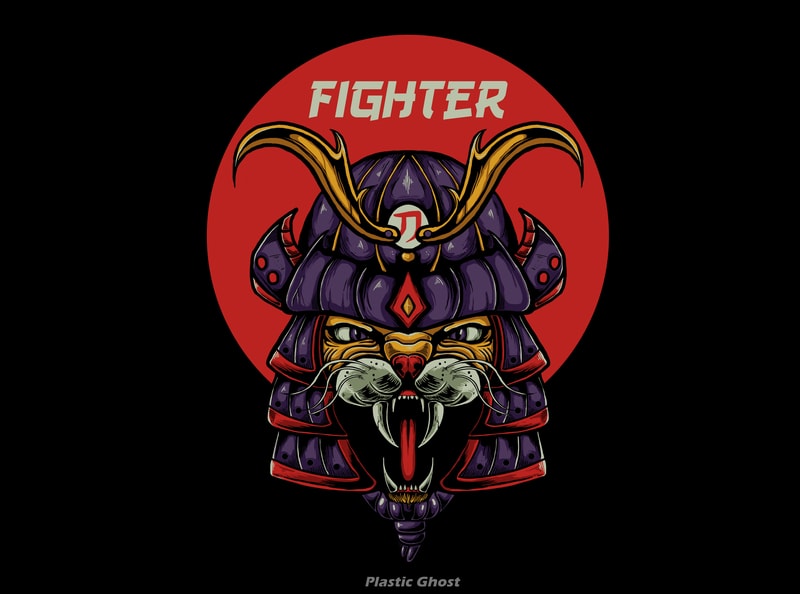 Cat Samurai t shirt design for download - Buy t-shirt designs