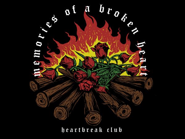 Memories of a broken heart buy t shirt design for commercial use