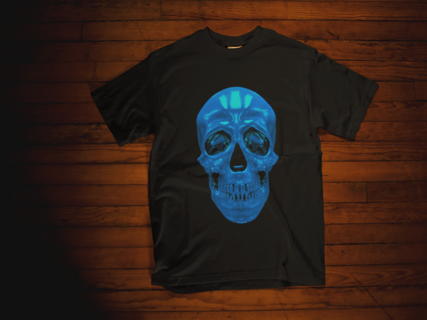 Blue skull graphic t-shirt design