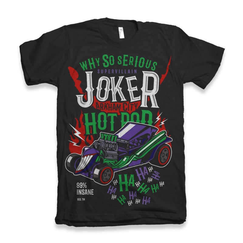 Arkham City Hotrod t shirt designs for printful