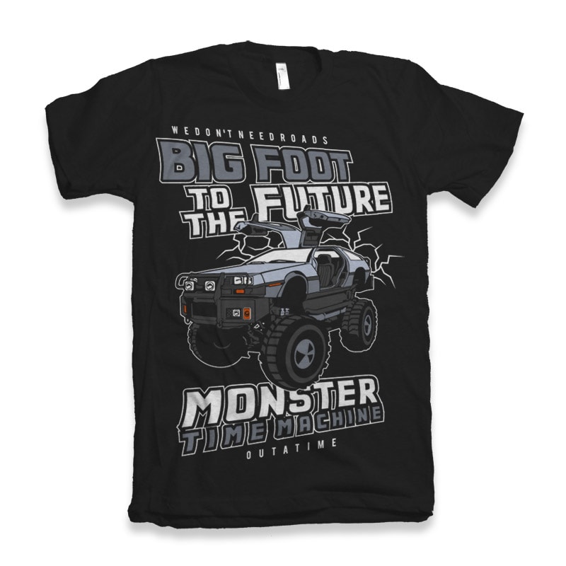 Big Foot To The Future t shirt designs for printify