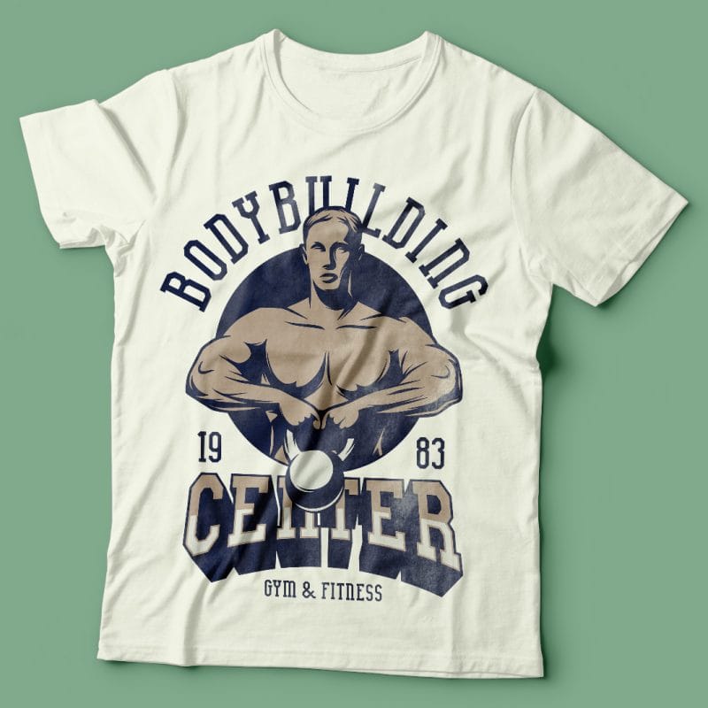 Bodybuilding center. Vector T-Shirt Design tshirt factory