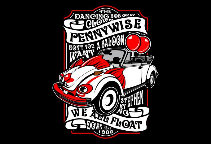 Download Pennywise print ready vector t shirt design - Buy t-shirt designs