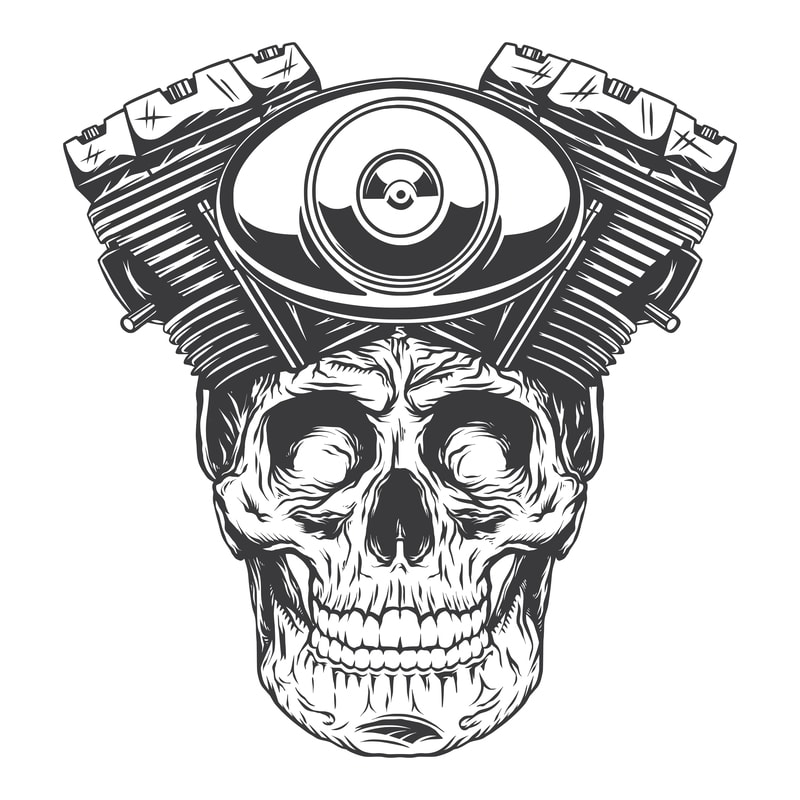 Engine skull. Vector T-Shirt Design - Buy t-shirt designs