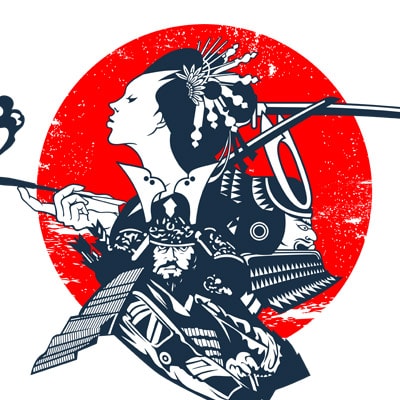 Samurai tshirt design vector