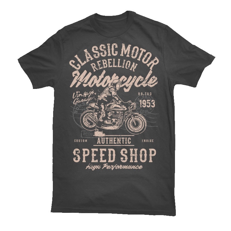 Classic Motor Rebellion print ready shirt design - Buy t-shirt designs