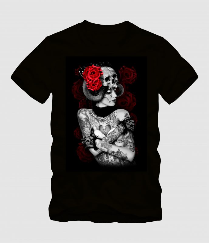 Ladies Evil with Rose buy t shirt designs artwork