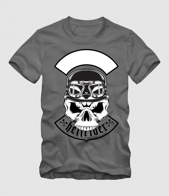 skull wearing retro helme tshirt design vector - Buy t-shirt designs