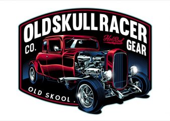 Old skull racer tshirt design vector