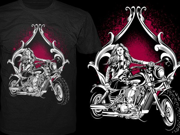 Biker doll design for t shirt