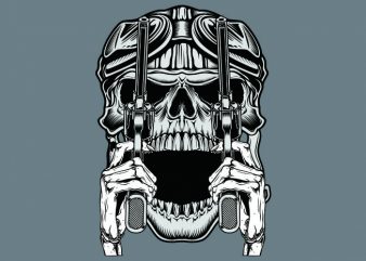 vintage skull t shirt design for sale