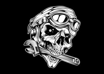 skull bites the wrench t shirt design for sale