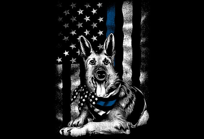 Blue Line Dog print ready shirt design - Buy t-shirt designs