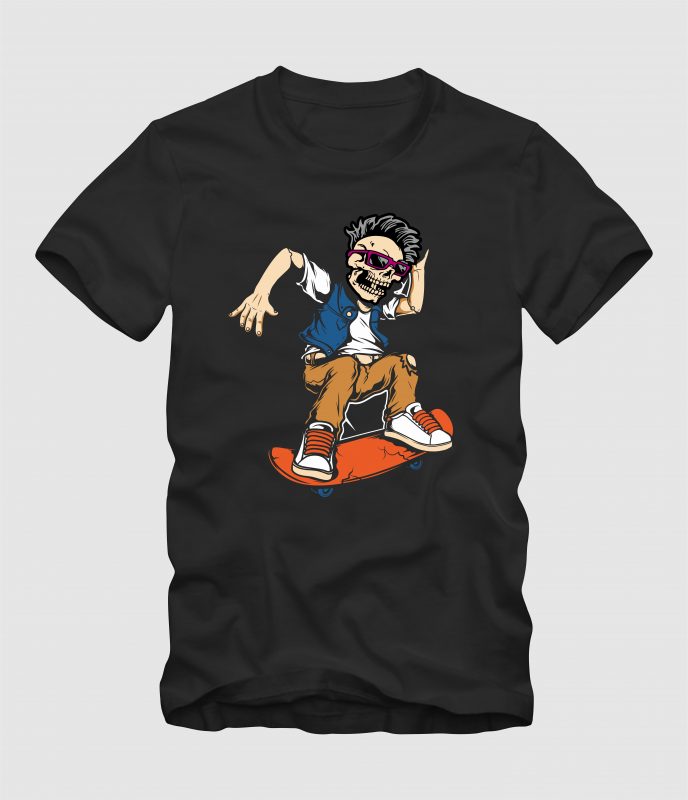 Eyeglasses Skull with Skateboard buy t shirt design - Buy t-shirt designs