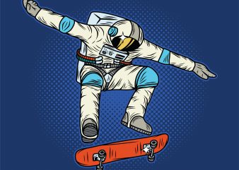 Astronaut on the skateboard. Vector T-Shirt Design