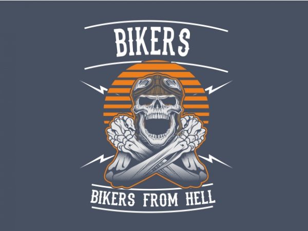 Skull biker from hell t shirt design to buy