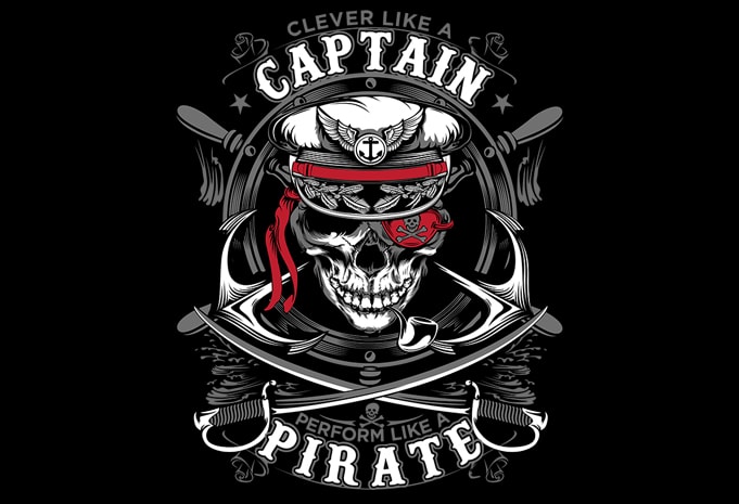 Captain Pirate graphic t-shirt design - Buy t-shirt designs