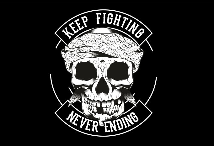 Vintage skull and fits slogan with motivation vector t-shirt design for ...