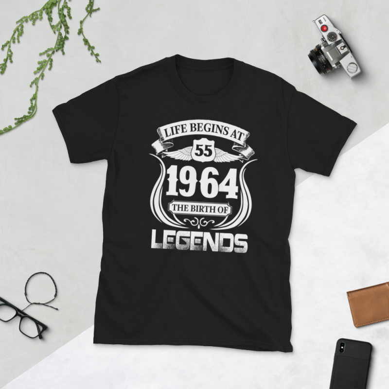 Birthday Tshirt Design – Age Month and Birth Year – 1964 55 Years tshirt design for sale