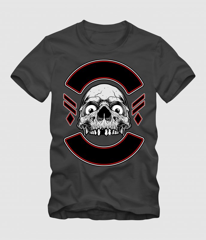 Skull with Label t-shirt designs for merch by amazon