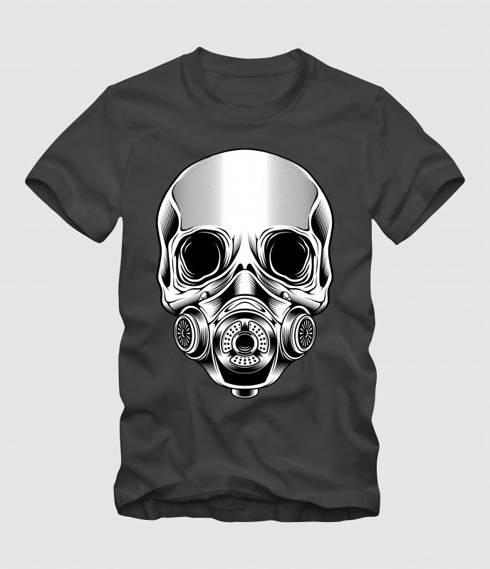 Skull with Mask t-shirt designs for merch by amazon