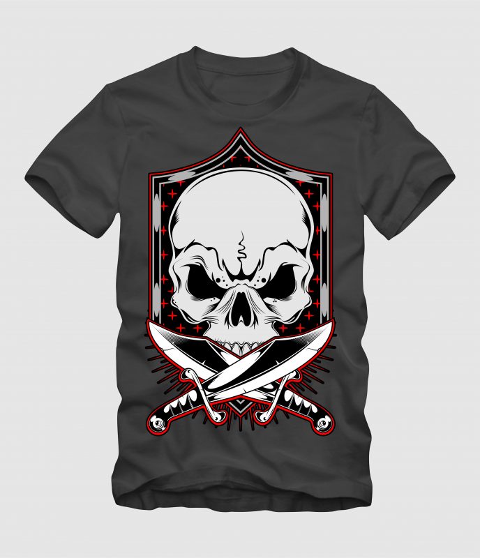 Skull with Frame t-shirt designs for merch by amazon