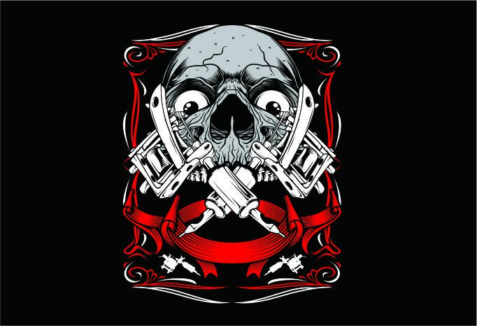 Skull Art Tattoo print ready shirt design - Buy t-shirt designs