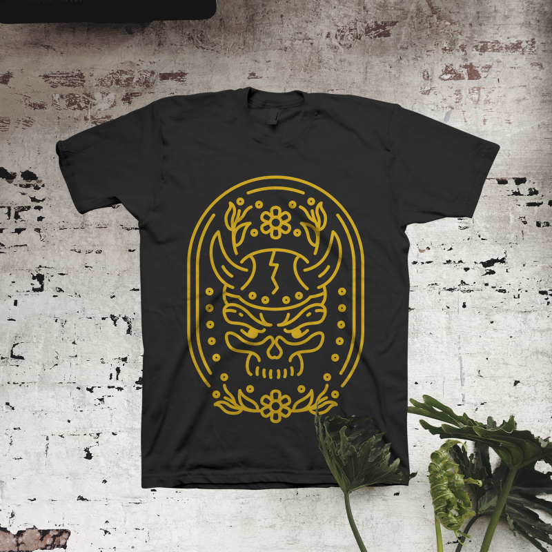 Viking Warrior Skull T-shirt Design PSD Editable Template